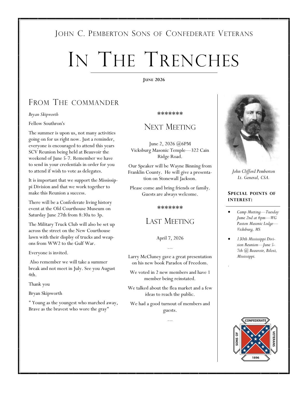 Cover of the June 2026 issue of In the Trenches