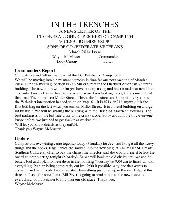 First page of the Mar 2014 newsletter