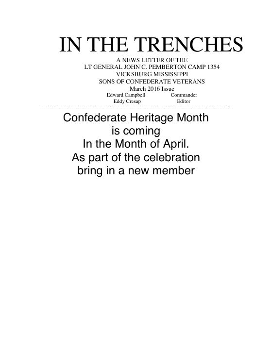 First page of the Mar 2016 newsletter