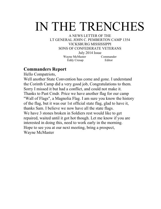 First page of the Jul 2014 newsletter