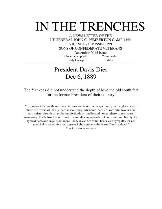 First page of the Dec 2015 newsletter
