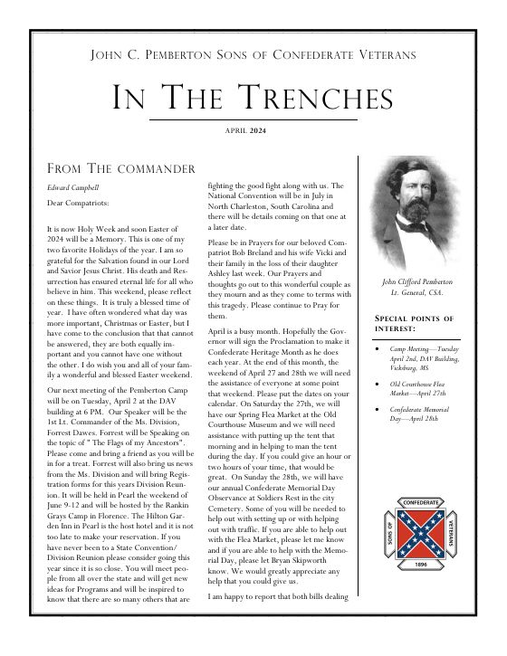 First page of the April 2024 newsletter