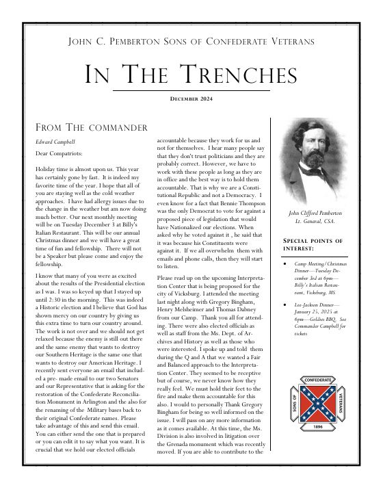 First page of the December 2024 newsletter