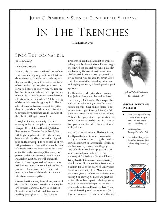 First page of the December 2025 newsletter