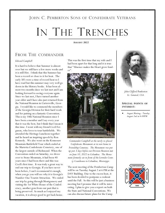 First page of the July-August 2022 newsletter