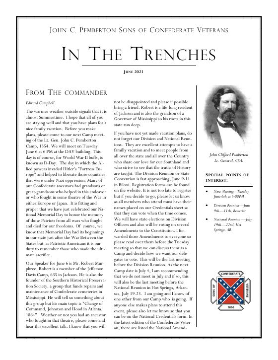 First page of the June 2023 newsletter