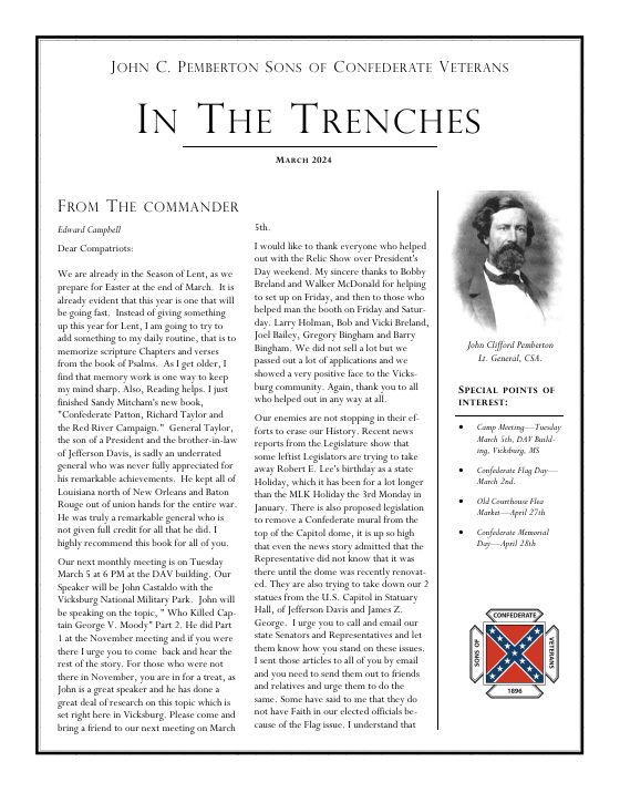 First page of the March 2024 newsletter