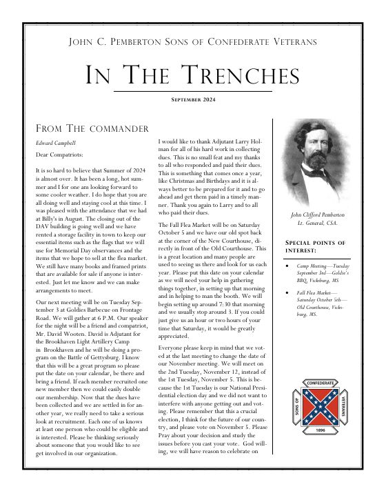 First page of the September 2024 newsletter